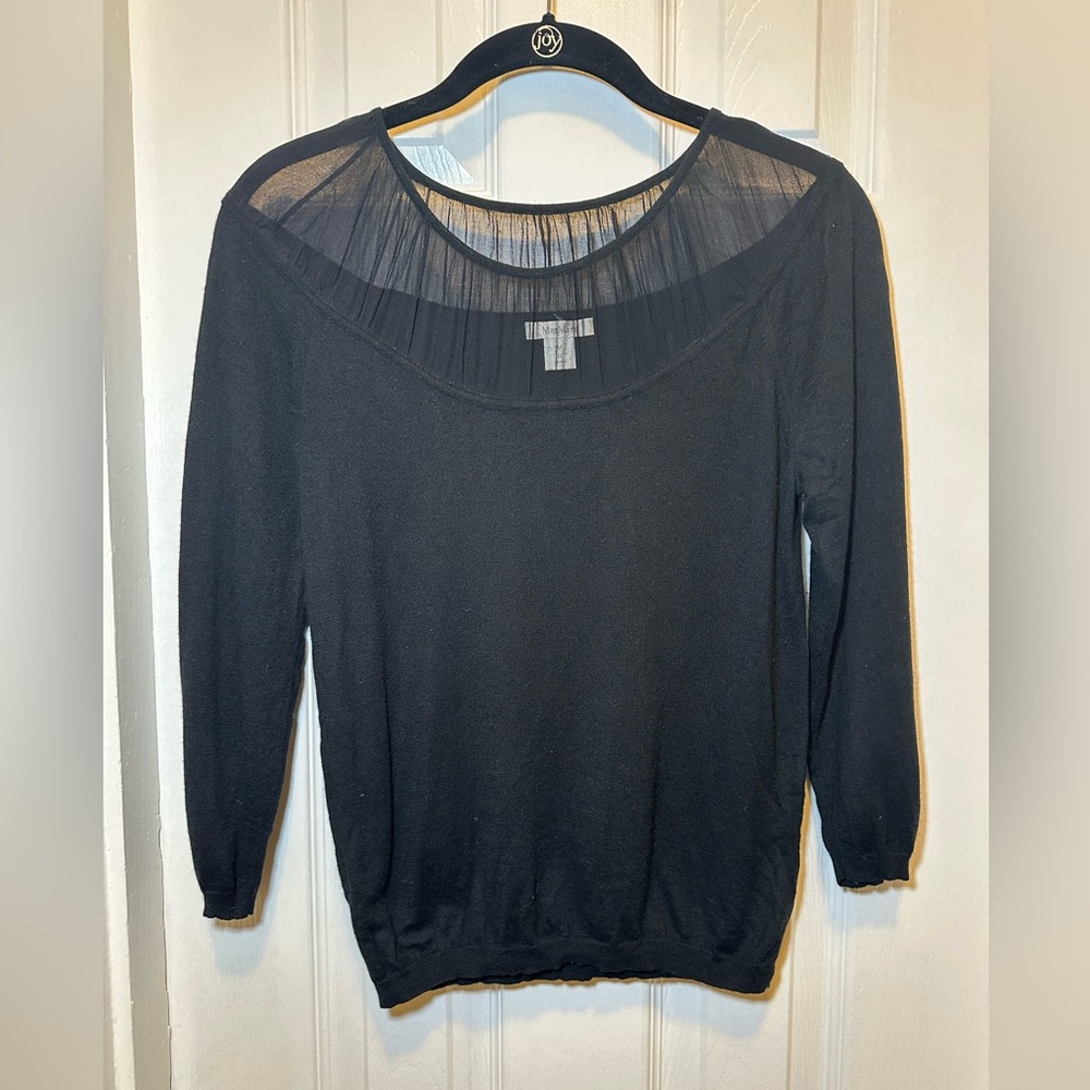 MaxMara Black Knit Top With Sheer Yoke